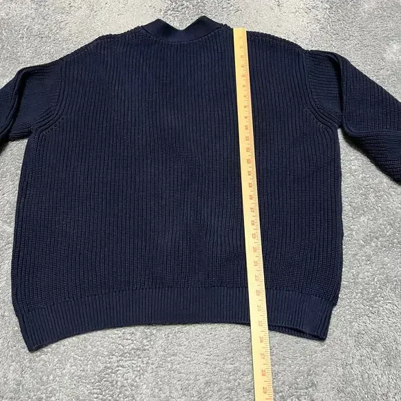 Quince Sweater Womens Medium Blue Organic Fisherman Boxy Heavy Knit Cardigan - Picture 5 of 7